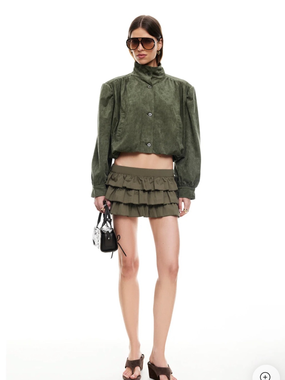 Lioness Solstice Mini Skort olive safari green skirt ruffles - Picture 7 of 10